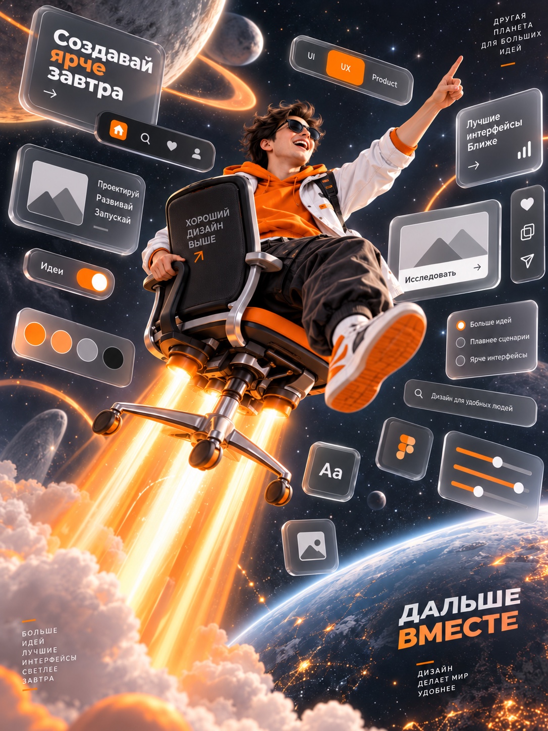 Яркий современный дизайн интерфейсов и карточек